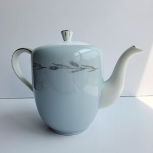 Vintage Rare Seyei Fine China Blue With Platinum Wheat Teapot #3282 Nagoya,Japan